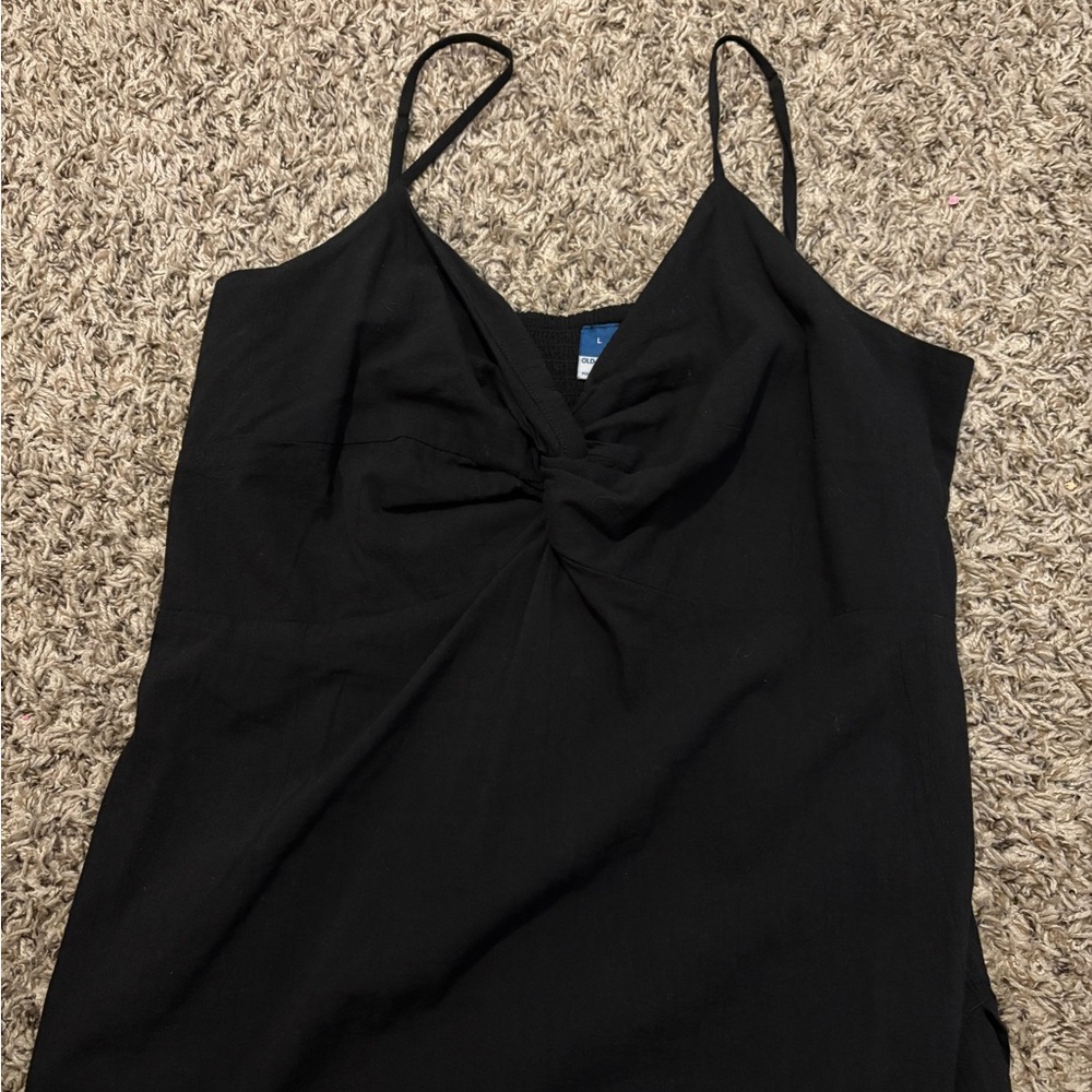 Old Navy Black Ruched Camisole with Tie Front